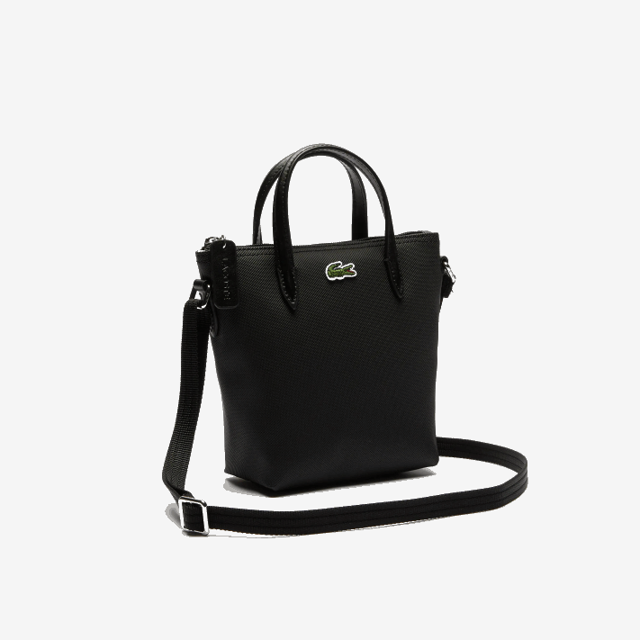 Lacoste l.12.12 mini bolsa tote com zíper em lona revestida em petit pique mulheres preto 000 88BL2820 - Image 5