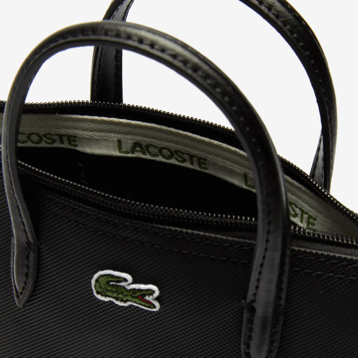 Lacoste l.12.12 mini bolsa tote com zíper em lona revestida em petit pique mulheres preto 000 88BL2820 - Image 6