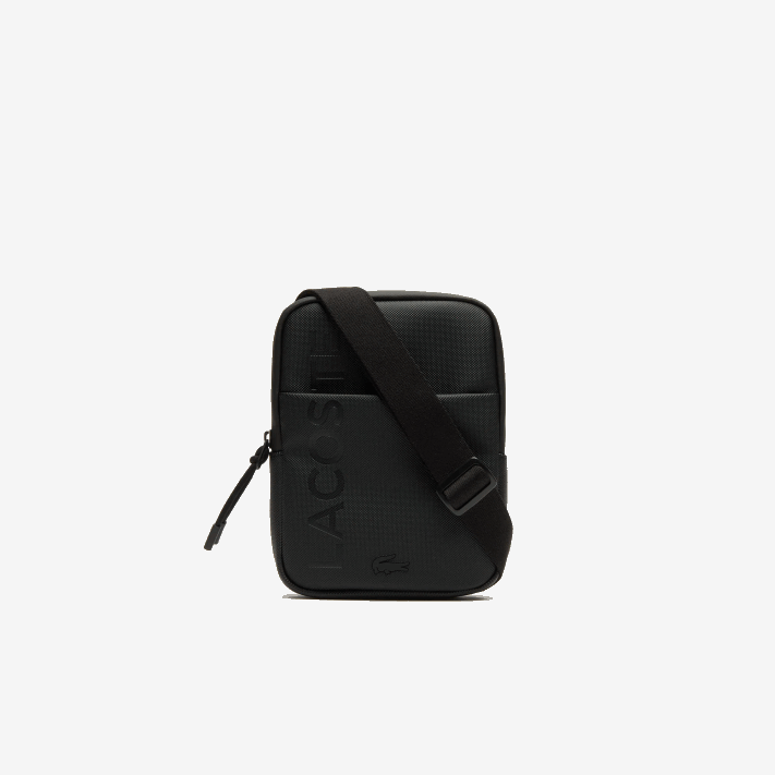 Lacoste l.12.12 pequena bolsa plana com zíper de marca homens preto 000 88BL2008 - Image 2