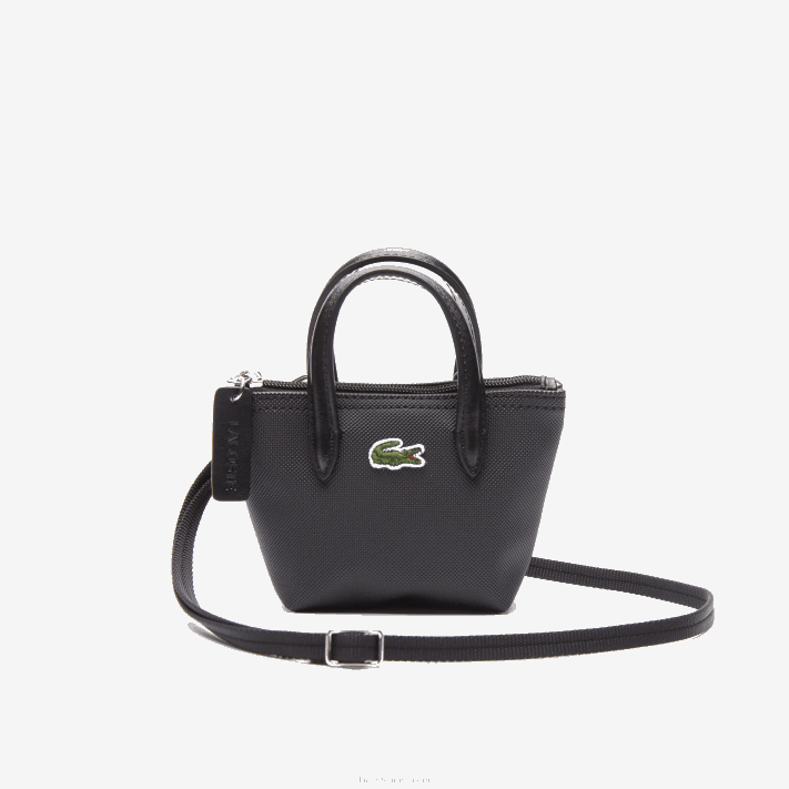 Lacoste l.12.12 sacola de compras com alça removível mulheres preto 000 88BL2886 - Image 3