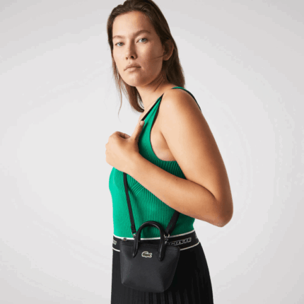 Lacoste l.12.12 sacola de compras com alça removível mulheres preto 000 88BL2886