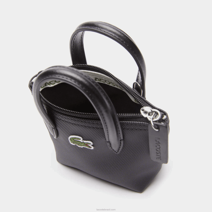 Lacoste l.12.12 sacola de compras com alça removível mulheres preto 000 88BL2886 - Image 6
