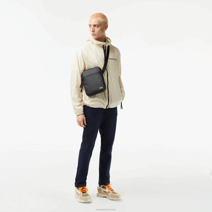 Lacoste lcst bolsa cruzada petit pique com zíper médio homens preto 000 88BL2013 - Image 2
