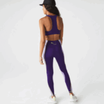 Lacoste leggings esportivas color block com efeito de malha mulheres roxo 50w 88BL2533 - Image 3