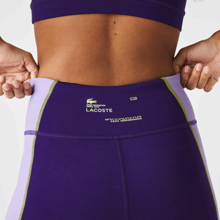 Lacoste leggings esportivas color block com efeito de malha mulheres roxo 50w 88BL2533 - Image 7