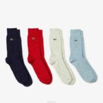 Lacoste meias de jérsei salpicadas homens azul marinho bege turquesa ul2 88BL1685