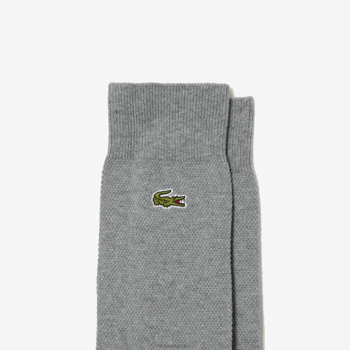 Lacoste meias piqué de corte alto de algodão pacote com 3 homens ano chine cinza 88BL1663 - Image 2
