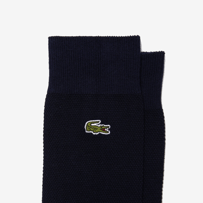 Lacoste meias piqué de corte alto de algodão pacote com 3 homens azul marinho 166 88BL1666 - Image 2