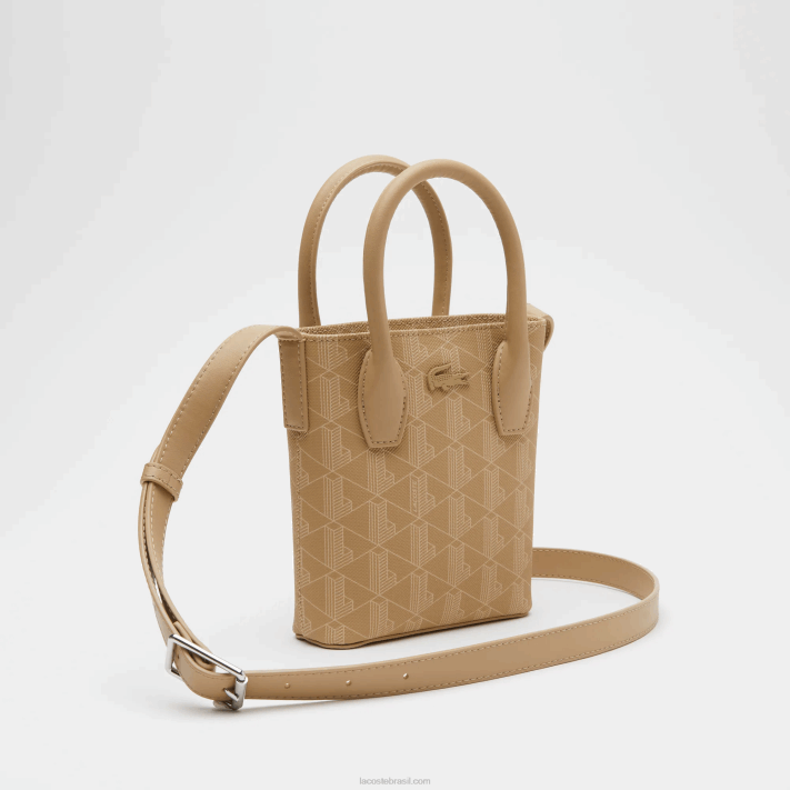 Lacoste mini bolsa com estampa de monograma mulheres viennois bege l01 88BL2790 - Image 3