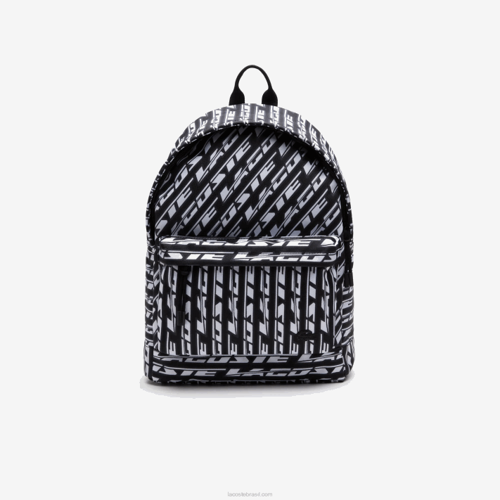 Lacoste mochila com estampa de logo neocroc homens mono noir blanc l57 88BL1942 - Image 2