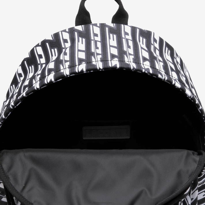 Lacoste mochila com estampa de logo neocroc homens mono noir blanc l57 88BL1942 - Image 5