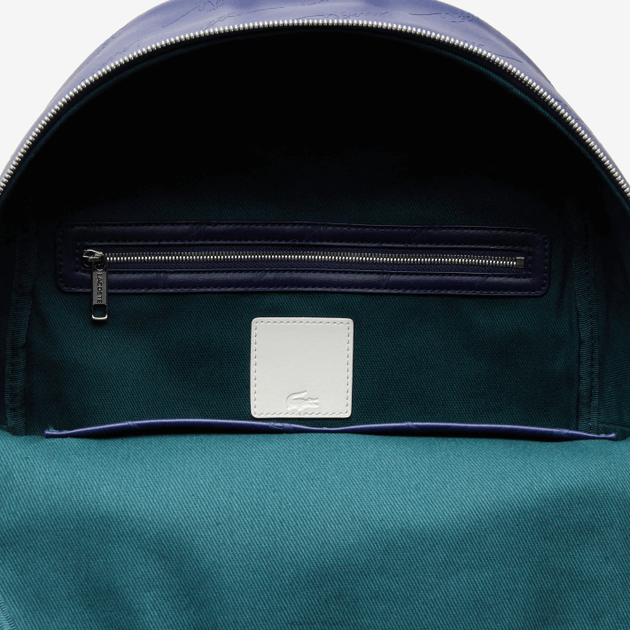 Lacoste mochila com zíper com impressão de assinatura ao vivo homens profundidades azuis e62 88BL2047 - Image 4