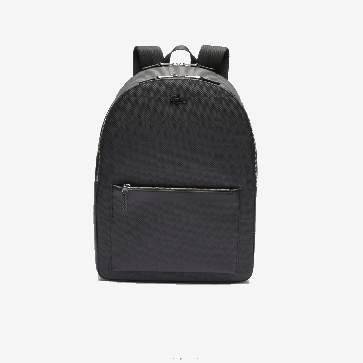 Lacoste mochila de couro chantaco com costura fosca homens preto 000 88BL2022 - Image 2