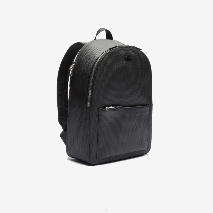 Lacoste mochila de couro chantaco com costura fosca homens preto 000 88BL2022 - Image 4
