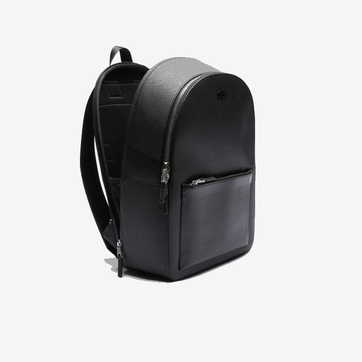 Lacoste mochila de couro chantaco com costura fosca homens preto 000 88BL2022 - Image 5