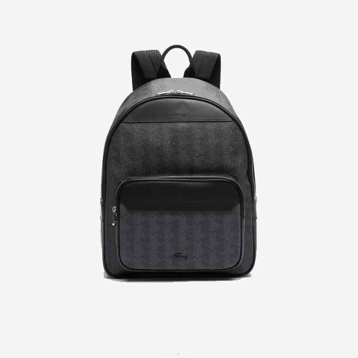 Lacoste mochila de lona com monograma the blend homens monograma noir gris h45 88BL2058 - Image 3