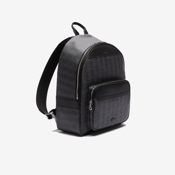 Lacoste mochila de lona com monograma the blend homens monograma noir gris h45 88BL2058 - Image 5