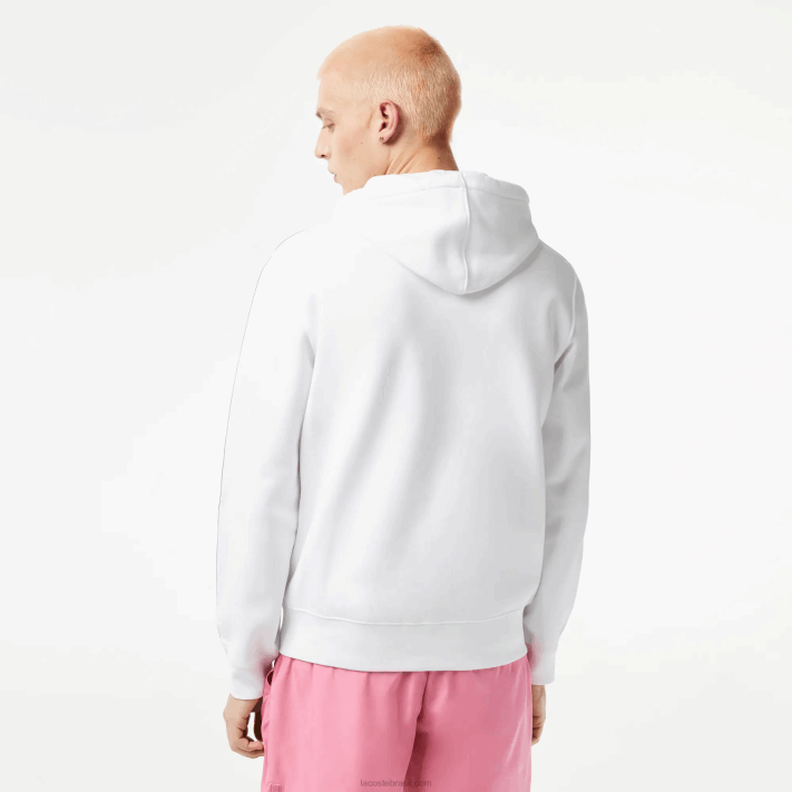 Lacoste moletom clássico com zíper e listras da marca homens branco 001 88BL12 - Image 3