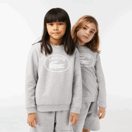 Lacoste moletom colorblock com marca contrastante crianças chinelo cinza branco bg3 88BL3058