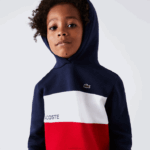 Lacoste moletom com capuz color block Rapazes azul marinho branco vermelho lei 88BL3208 - Image 2