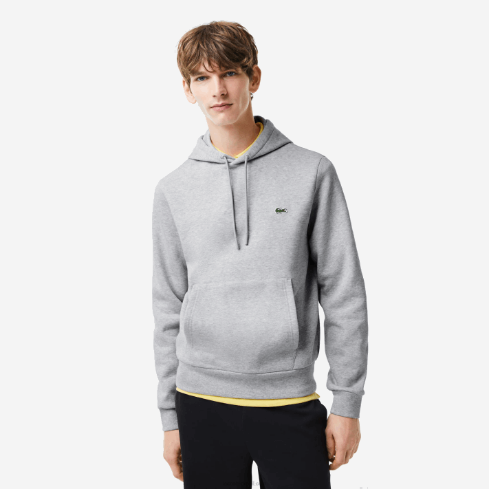 Lacoste moletom com capuz de algodão orgânico homens chine cinza cca 88BL288 - Image 1
