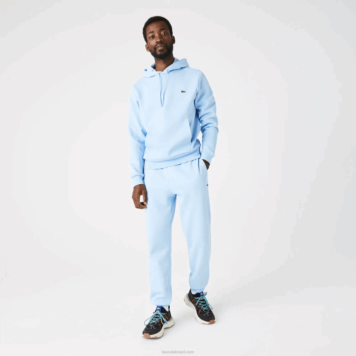 Lacoste moletom com capuz de algodão orgânico homens hbp azul 88BL267 - Image 1
