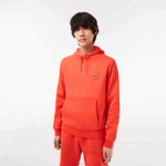 Lacoste moletom com capuz de algodão orgânico homens laranja 02k 88BL353