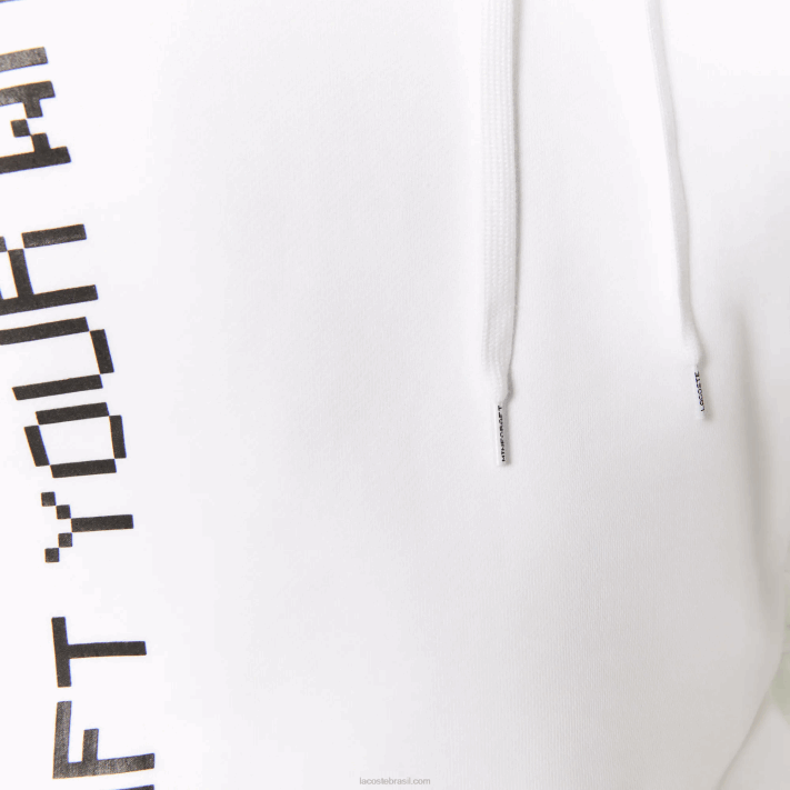 Lacoste moletom com capuz de lã de ajuste solto ao vivo x minecraft homens branco 001 88BL1165 - Image 9