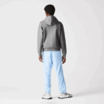 Lacoste moletom com capuz e zíper com letras de mistura de algodão homens lombo cinza 1vq 88BL1178 - Image 3