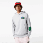 Lacoste moletom com capuz estampado com efeito cômico homens chine cinza cca 88BL1133