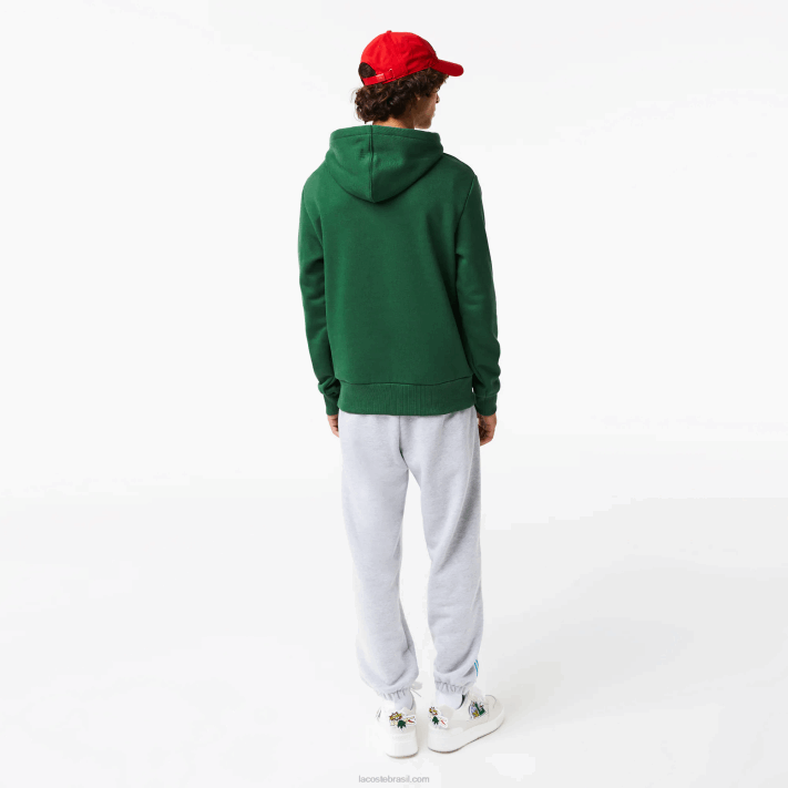 Lacoste moletom com capuz estampado com efeito cômico homens verde 132 88BL1132 - Image 3
