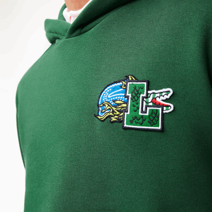 Lacoste moletom com capuz estampado com efeito cômico homens verde 132 88BL1132 - Image 4