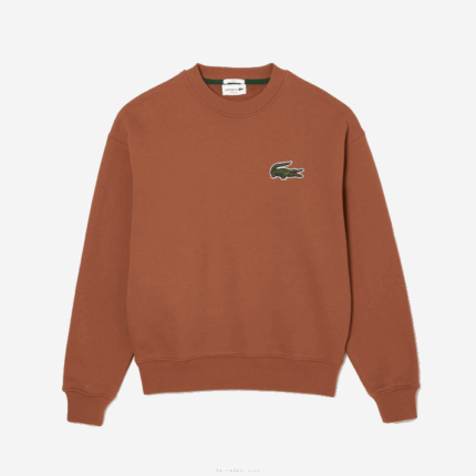 Lacoste moletom com distintivo de crocodilo de ajuste solto homens lfa marrom claro 88BL326