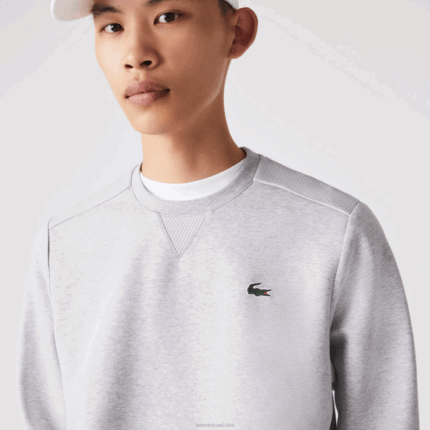 Lacoste moletom com painéis de malha esportiva homens chines cinza claro 9ya 88BL1062