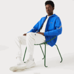 Lacoste moletom com zíper com capuz de bandas impressas homens azul k1q 88BL1241