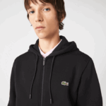 Lacoste moletom com zíper com capuz de bandas impressas homens preto 031 88BL1240 - Image 3