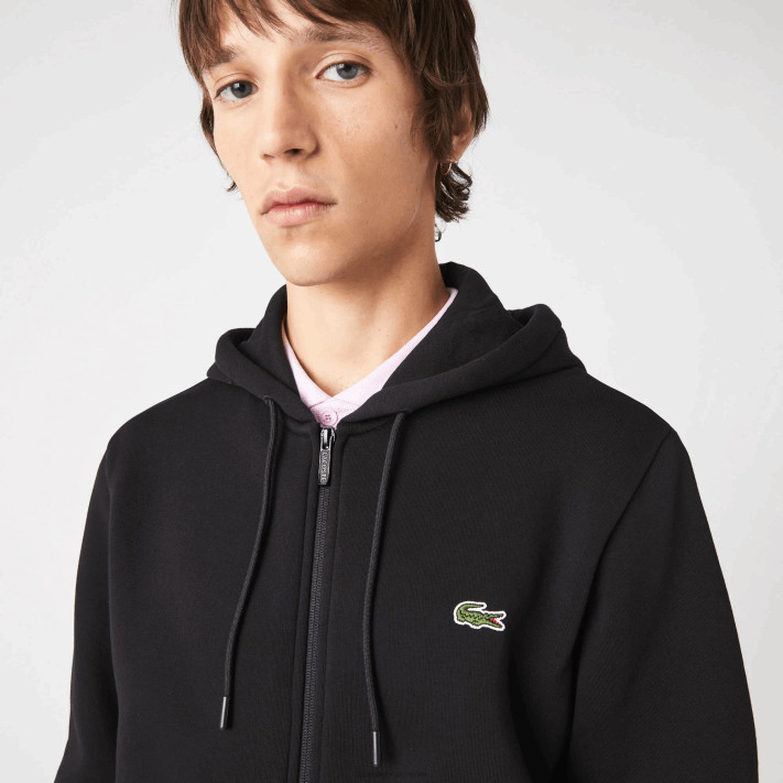 Lacoste moletom com zíper com capuz de bandas impressas homens preto 031 88BL1240 - Image 3
