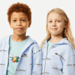 Lacoste moletom com zíper de algodão orgânico crianças azul claro t01 88BL3063 - Image 2