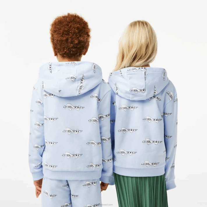 Lacoste moletom com zíper de algodão orgânico crianças azul claro t01 88BL3063 - Image 3