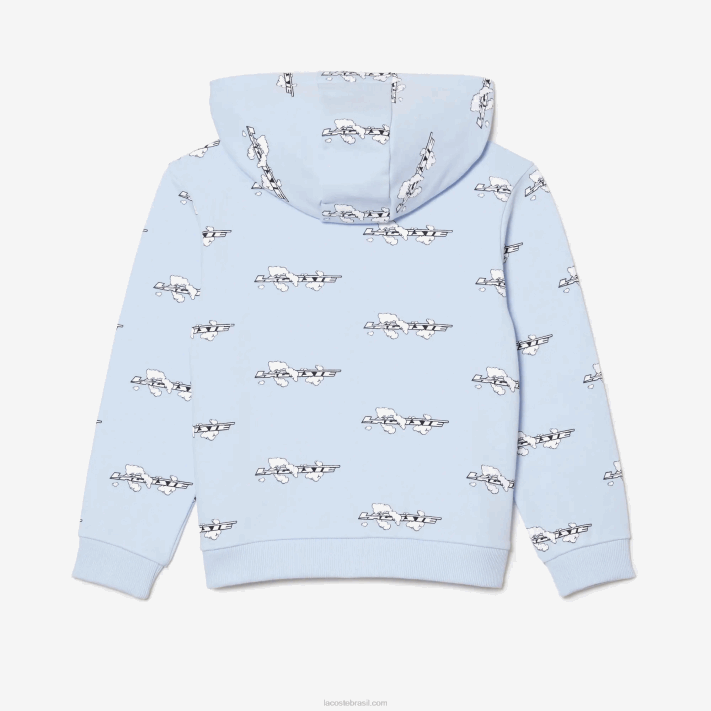 Lacoste moletom com zíper de algodão orgânico crianças azul claro t01 88BL3063 - Image 4