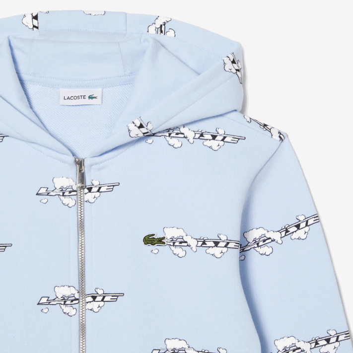 Lacoste moletom com zíper de algodão orgânico crianças azul claro t01 88BL3063 - Image 5