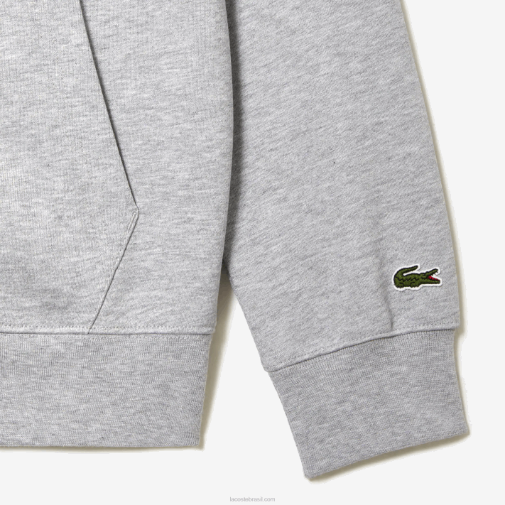 Lacoste moletom com zíper de lã não escovada homens chine cinza cca 88BL322 - Image 4