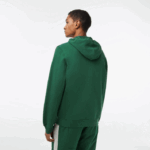 Lacoste moletom com zíper de lã não escovada homens verde 132 88BL321 - Image 3