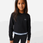 Lacoste moletom curto de banda estampada garotas preto 031 88BL3206