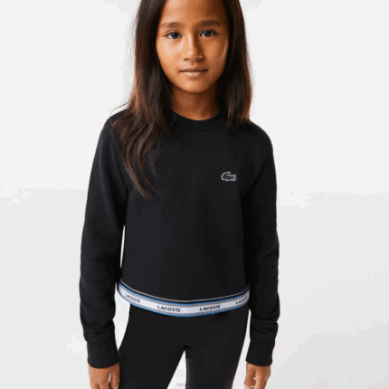 Lacoste moletom curto de banda estampada garotas preto 031 88BL3206