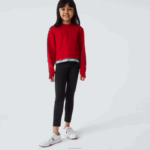 Lacoste moletom curto de banda estampada garotas vermelho 240 88BL3207 - Image 2