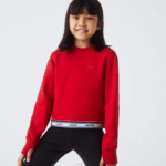 Lacoste moletom curto de banda estampada garotas vermelho 240 88BL3207