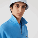 Lacoste moletom de algodão com gola alta com zíper homens azul 4x 88BL1184