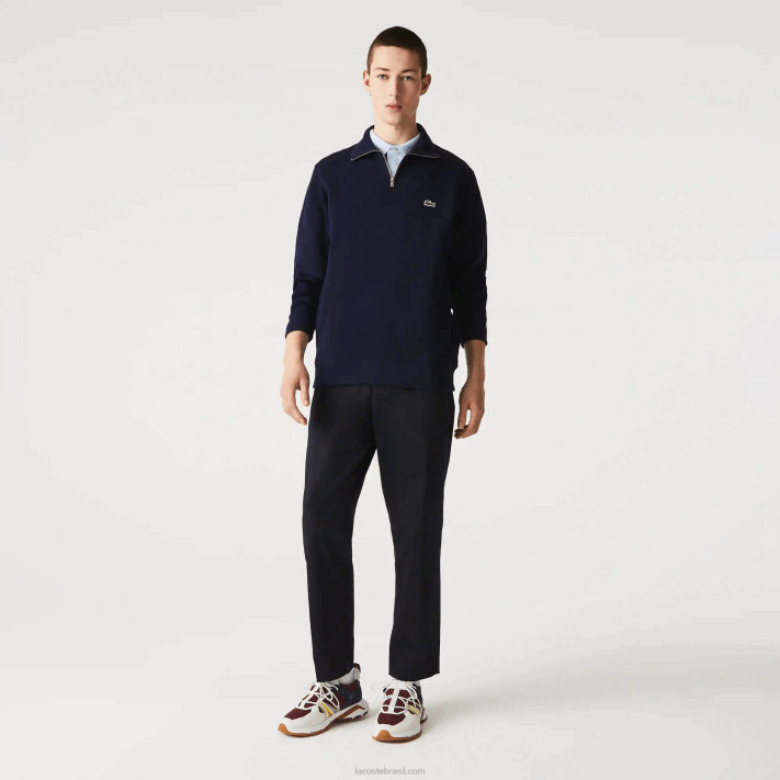 Lacoste moletom de algodão com gola alta com zíper homens azul marinho 166 88BL951 - Image 2