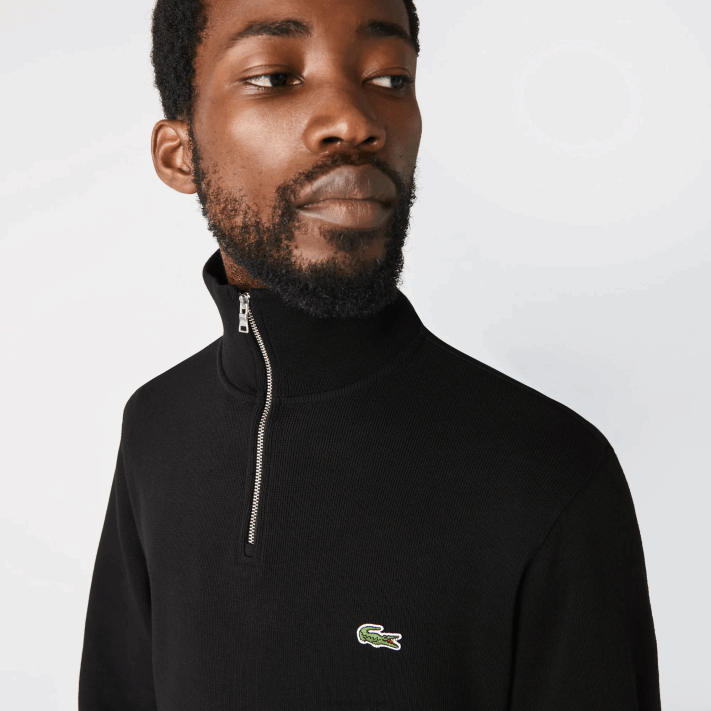 Lacoste moletom de algodão com gola alta com zíper homens preto 031 88BL952 - Image 2